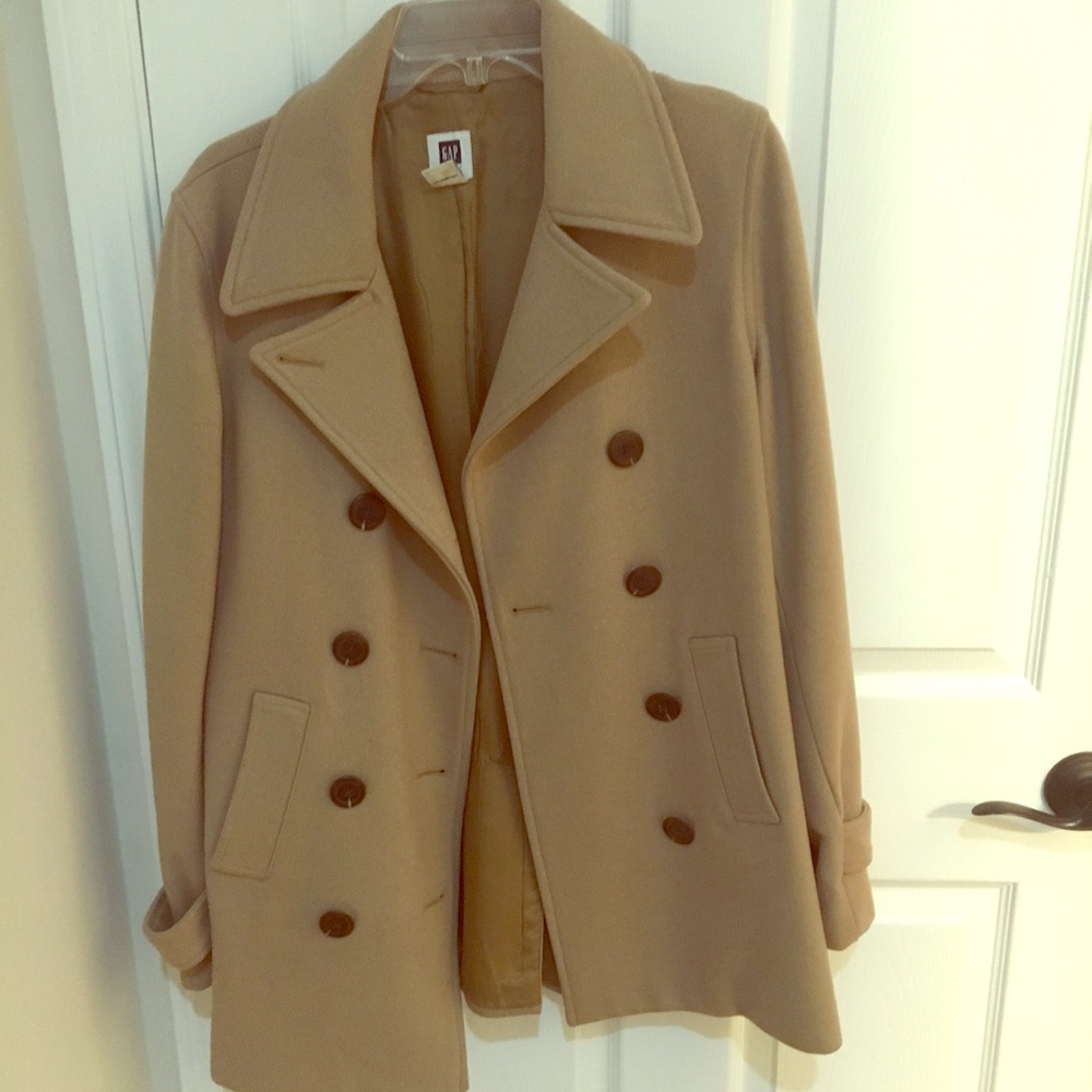 Camel Colored Wool Peacoat